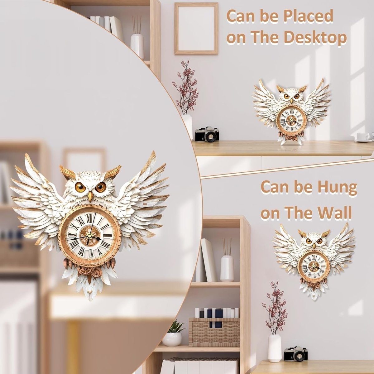 3D Wooden Owl Wall Clock Puzzle Kit Pendulum DIY Home Decor Gift - Kwikley