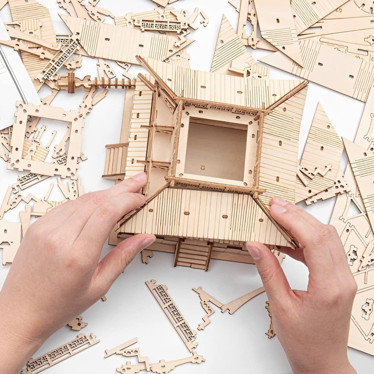 3D Wooden Pagoda Puzzle Japanese Temple Model DIY Home Decor Gift - Kwikley