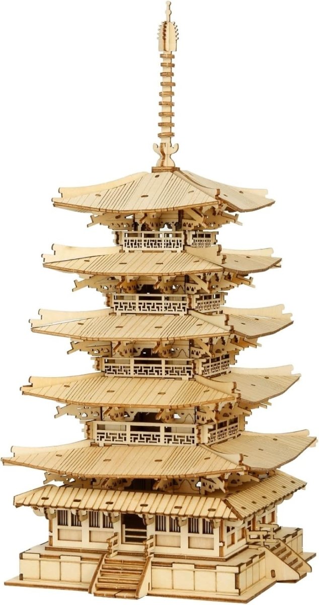 3D Wooden Pagoda Puzzle Japanese Temple Model DIY Home Decor Gift - Kwikley