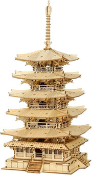 3D Wooden Pagoda Puzzle Japanese Temple Model DIY Home Decor Gift - Kwikley