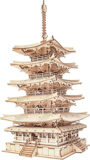3D Wooden Pagoda Puzzle Japanese Temple Model Kit DIY Home Decor - Kwikley