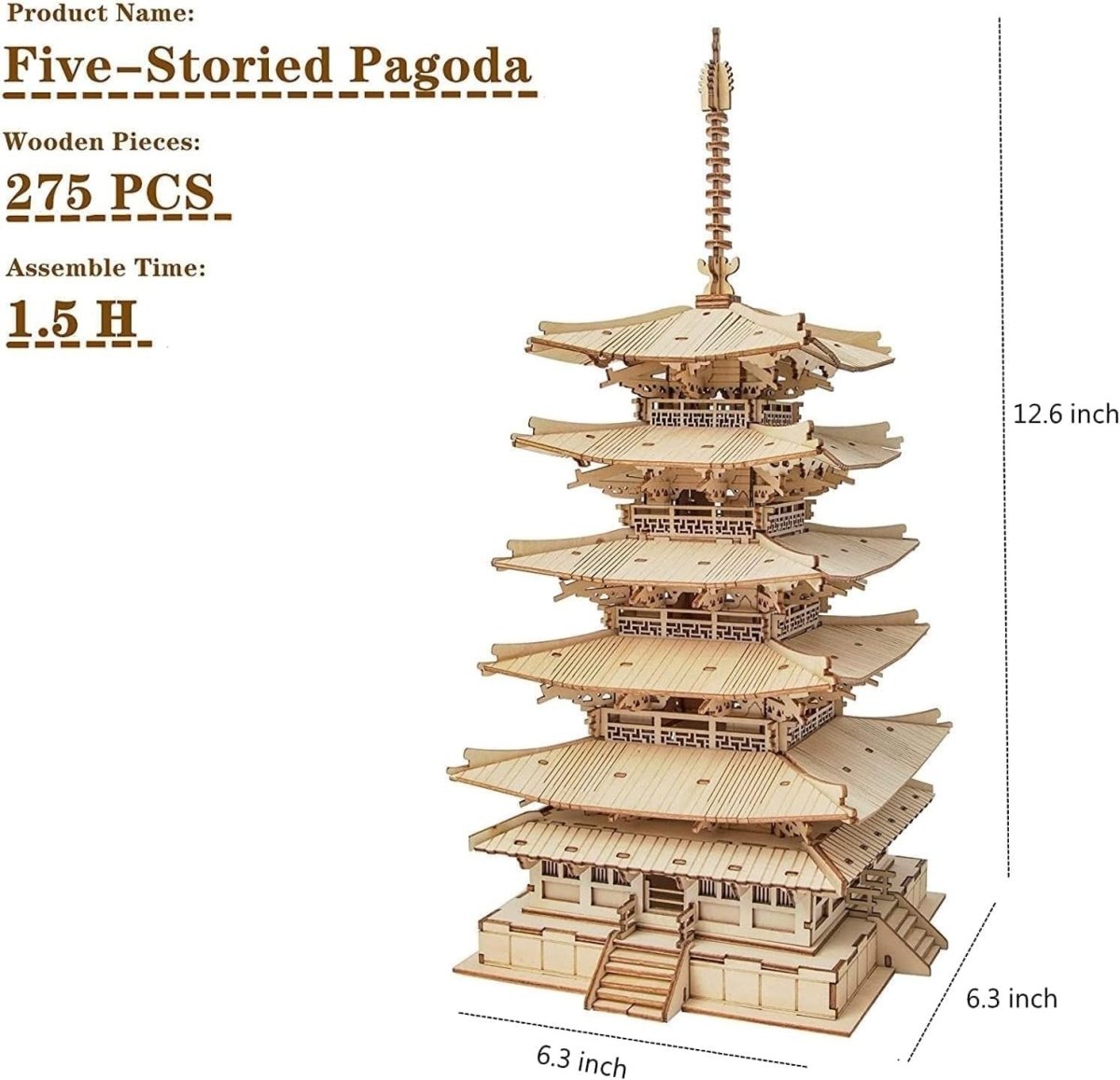 3D Wooden Pagoda Puzzle Japanese Temple Model Kit DIY Home Decor - Kwikley