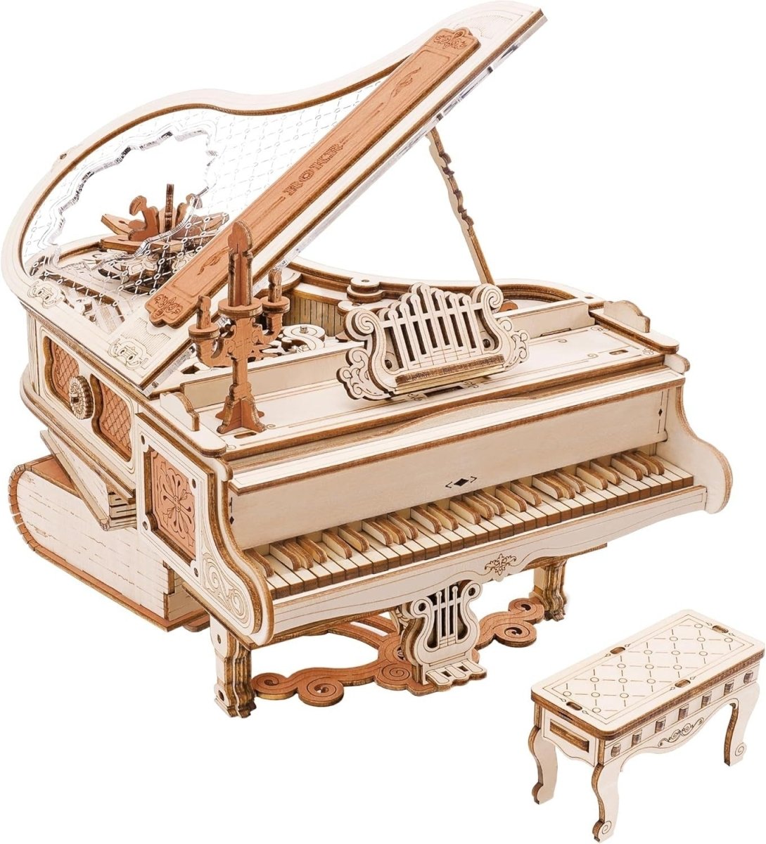 3D Wooden Piano Puzzle Music Box Model Kit Self Playing Desk Decor Gift - Kwikley
