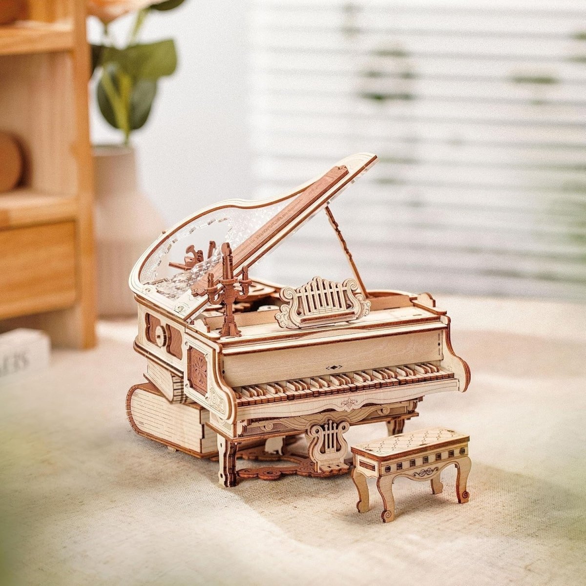 3D Wooden Piano Puzzle Music Box Model Kit Self Playing Desk Decor Gift - Kwikley