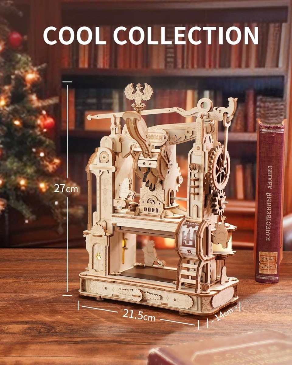 3D Wooden Printing Press Puzzle Mechanical DIY Model Kit 303PCS Adult - Kwikley