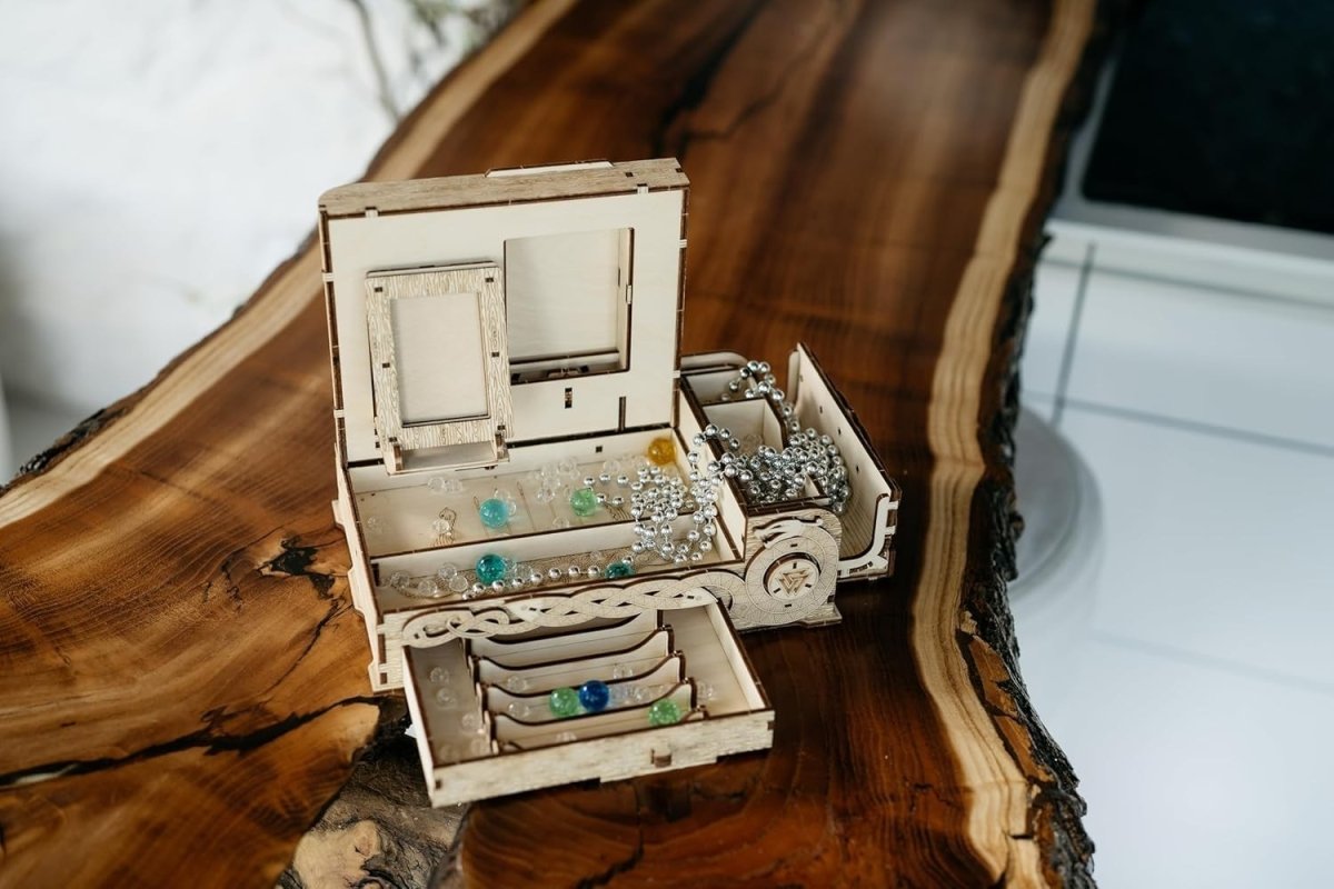 3D Wooden Puzzle Box DIY Storage Chest Mechanical Model Kit Desk Organizer - Kwikley