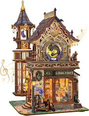 3D Wooden Puzzle DIY Miniature House Bookend LED Music Rotating Decor - Kwikley