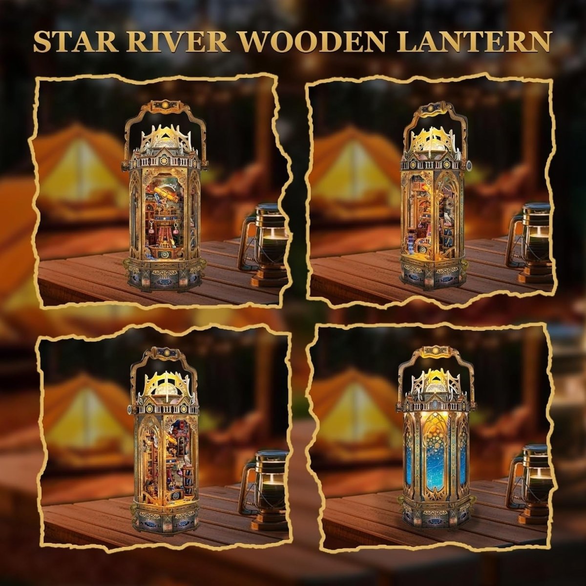 3D Wooden Puzzle Galaxy Lantern DIY Model Kit LED Music Rotating Decor - Kwikley