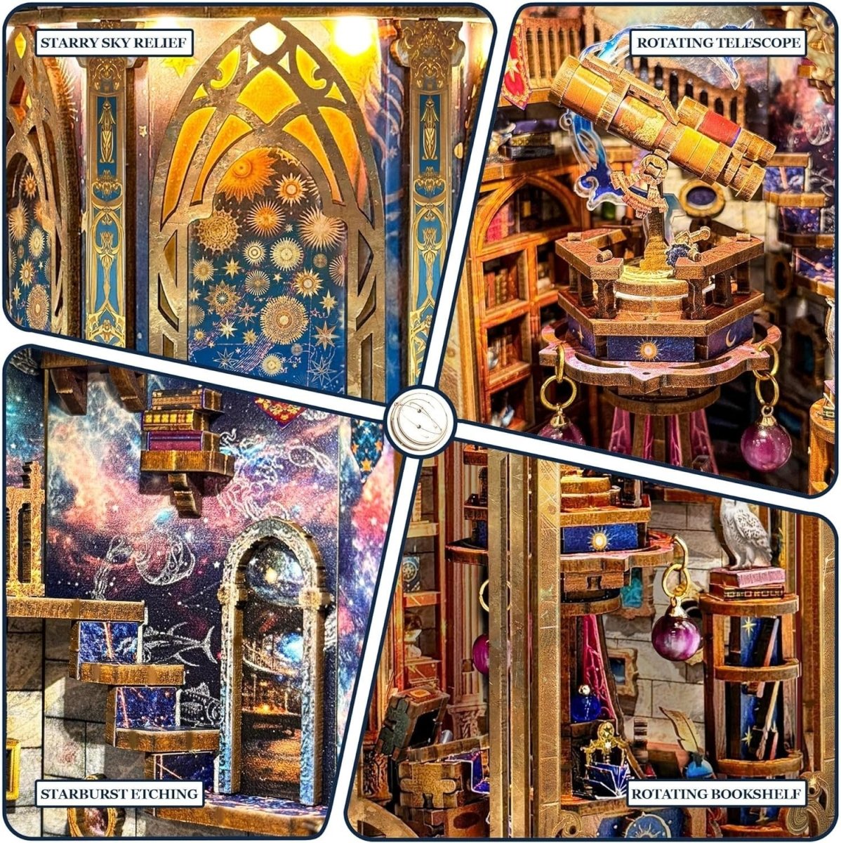3D Wooden Puzzle Galaxy Lantern DIY Model Kit LED Music Rotating Decor - Kwikley