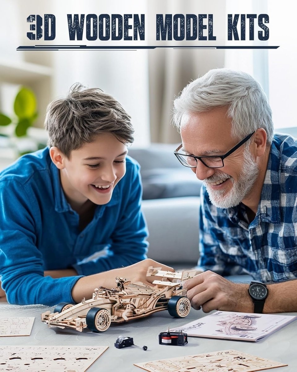 3D Wooden Racing Car Model Kit Mechanical DIY Puzzle 247 Pieces - Kwikley