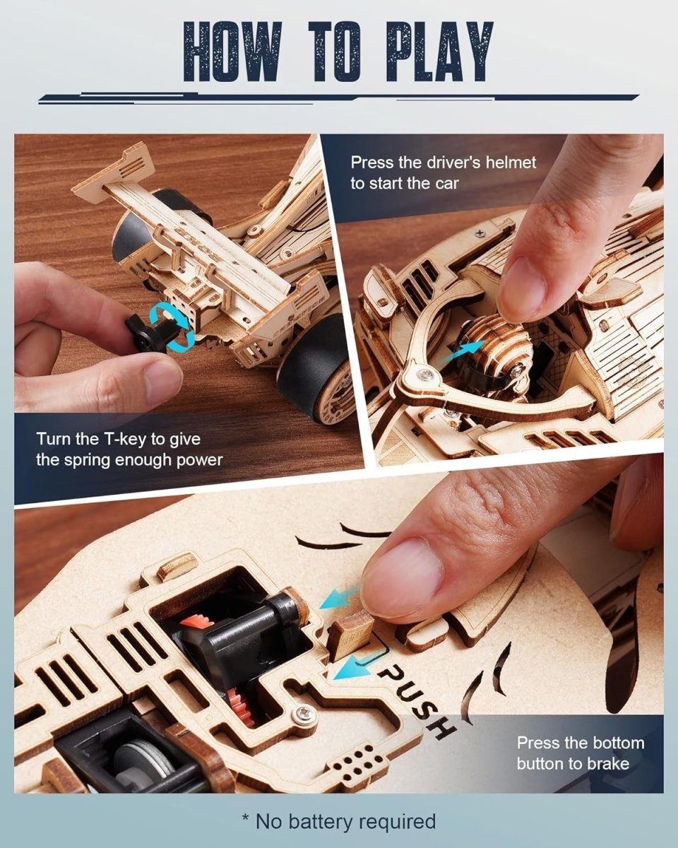 3D Wooden Racing Car Model Kit Mechanical DIY Puzzle 247 Pieces - Kwikley