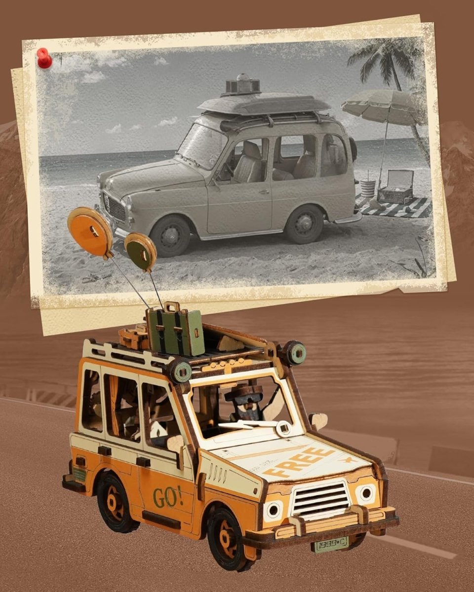 3D Wooden Retro Car Puzzle Dynamic Balance Desk Ornament DIY Model Kit - Kwikley