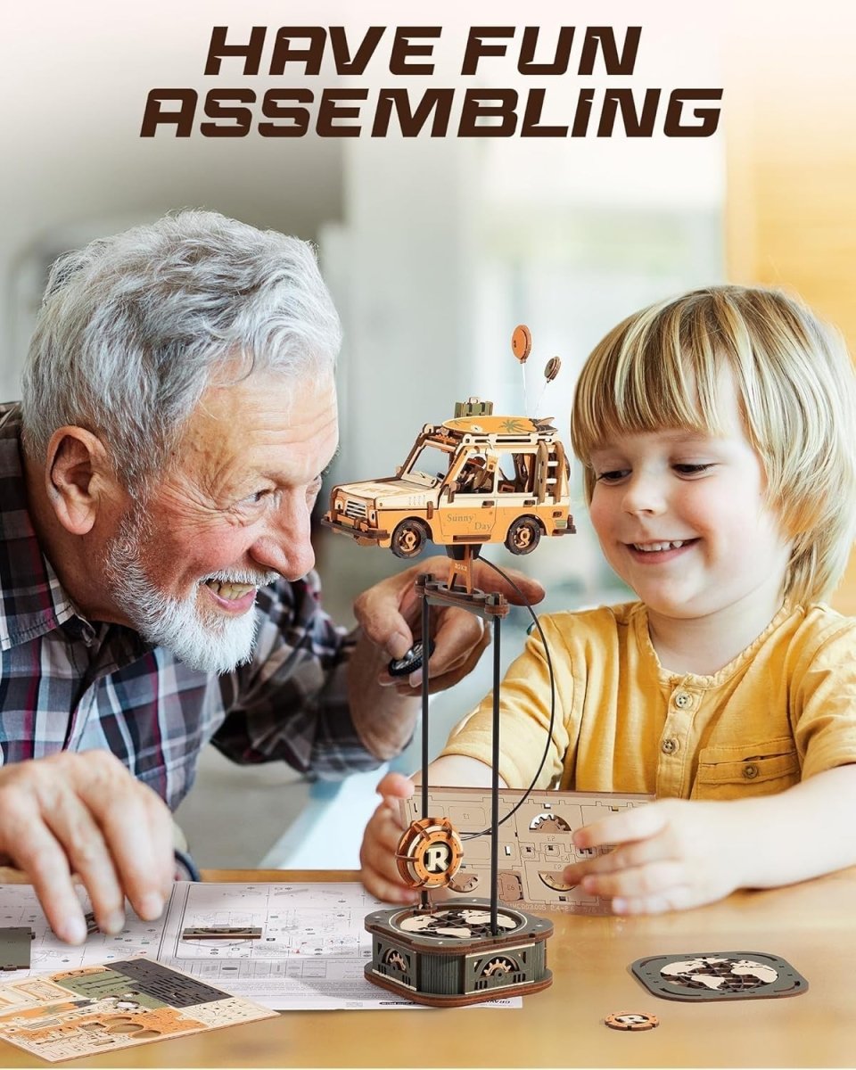3D Wooden Retro Car Puzzle Dynamic Balance Desk Ornament DIY Model Kit - Kwikley