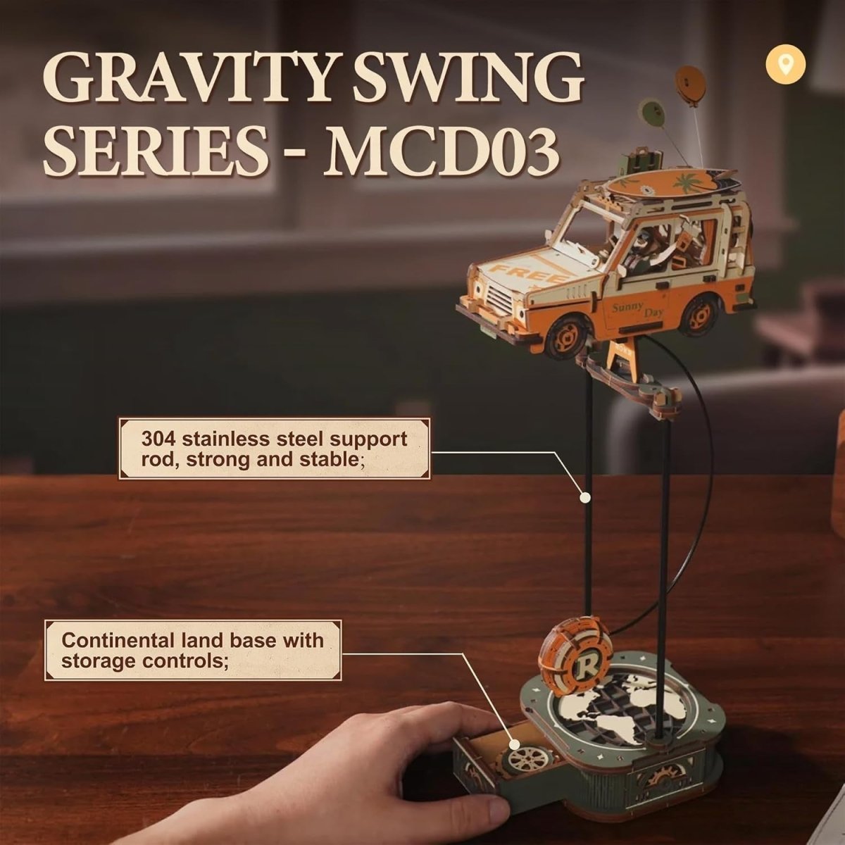 3D Wooden Retro Car Puzzle Dynamic Balance Desk Ornament DIY Model Kit - Kwikley