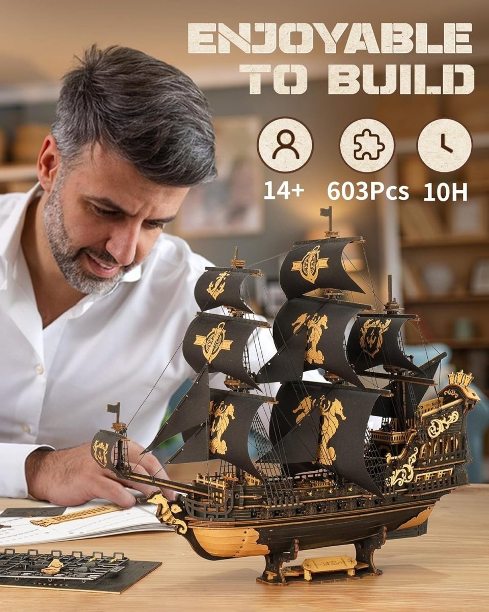 3D Wooden Sailboat Model Kit DIY Ship Puzzle Nautical Decor Gift - Kwikley