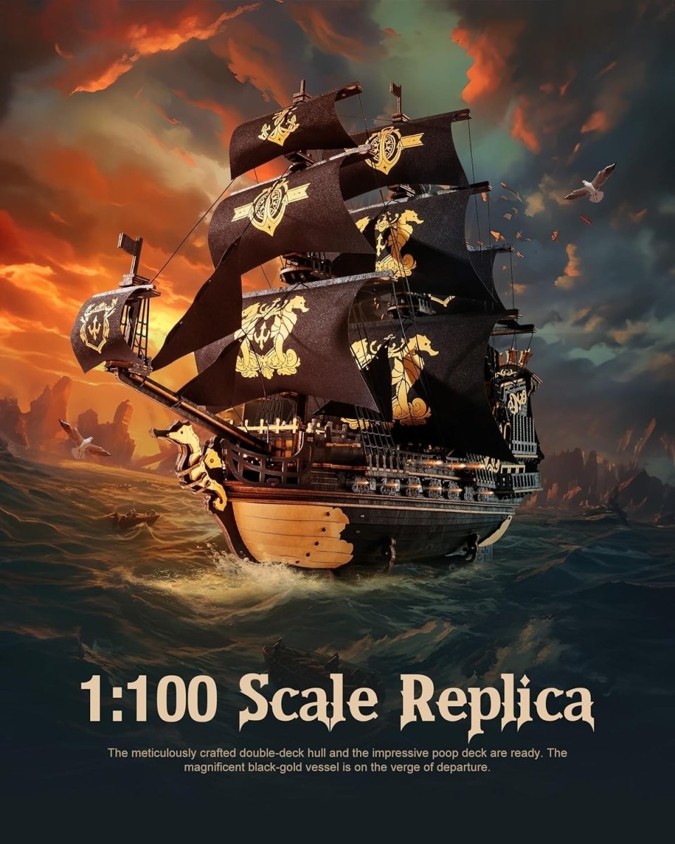 3D Wooden Sailing Ship Puzzle Model Kit Seahorse Barque 603PCS Decor - Kwikley
