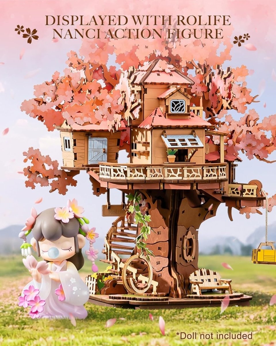 3D Wooden Sakura Tree House DIY Miniature Model Kit Home Decor Gift - Kwikley