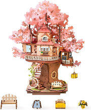 3D Wooden Sakura Treehouse Puzzle DIY Model Kit Japanese Decor Gift - Kwikley
