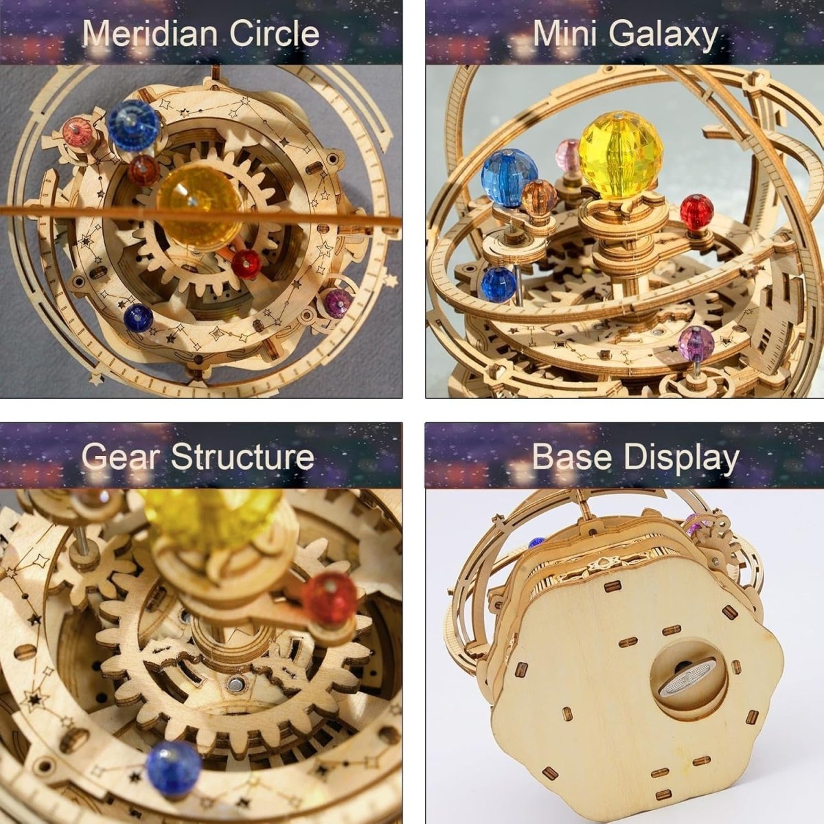 3D Wooden Starry Night Music Box DIY Mechanical Galaxy Model Kit - Kwikley