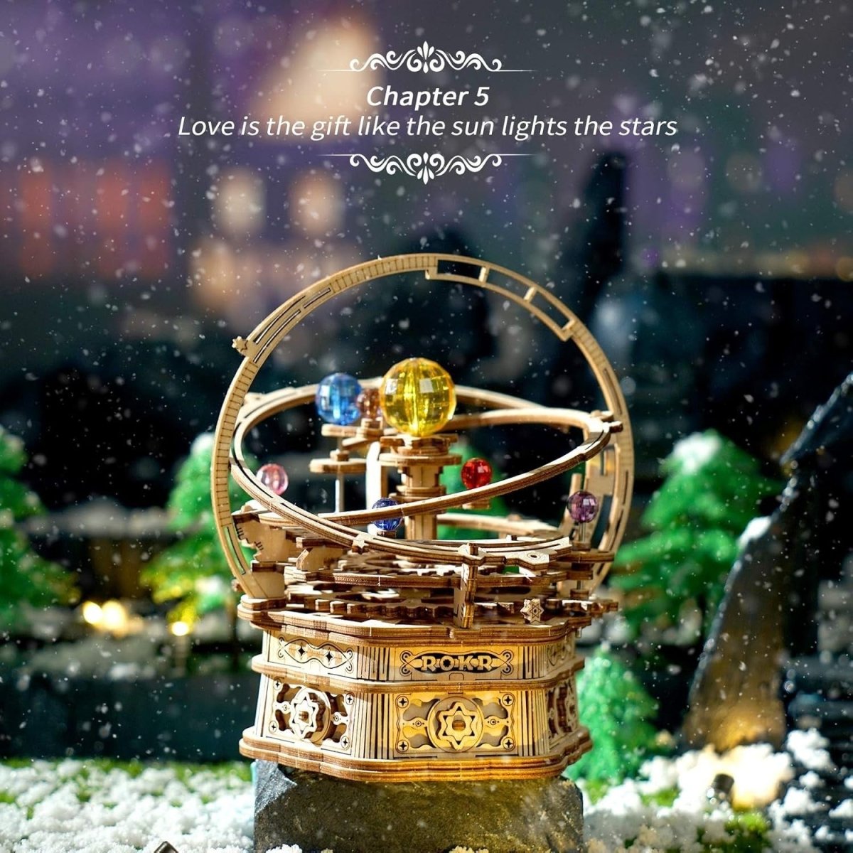 3D Wooden Starry Night Music Box DIY Mechanical Galaxy Model Kit - Kwikley