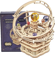 3D Wooden Starry Night Music Box Puzzle Mechanical Model Kit DIY Gift - Kwikley