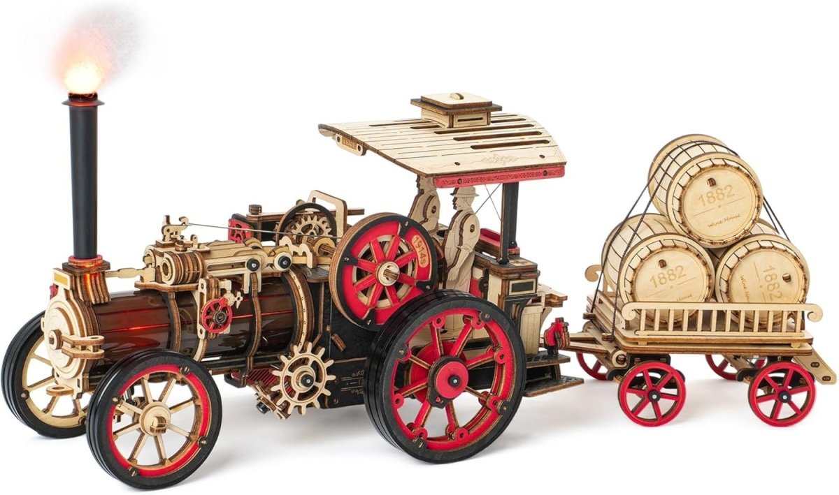 3D Wooden Steam Engine Train Model Kit Motorized LED DIY Puzzle Gift - Kwikley