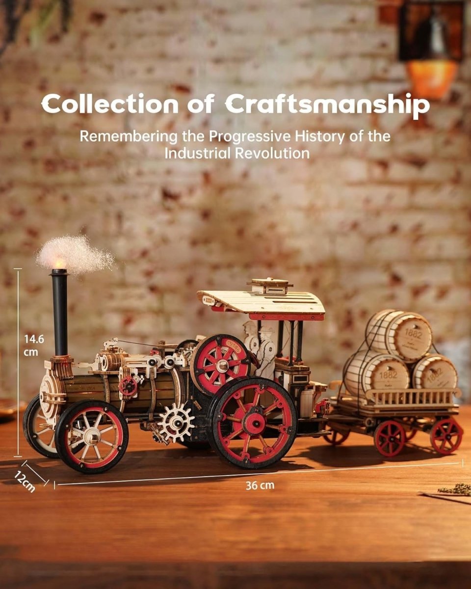 3D Wooden Steam Locomotive Puzzle Mechanical Train Model Kit 469pc - Kwikley