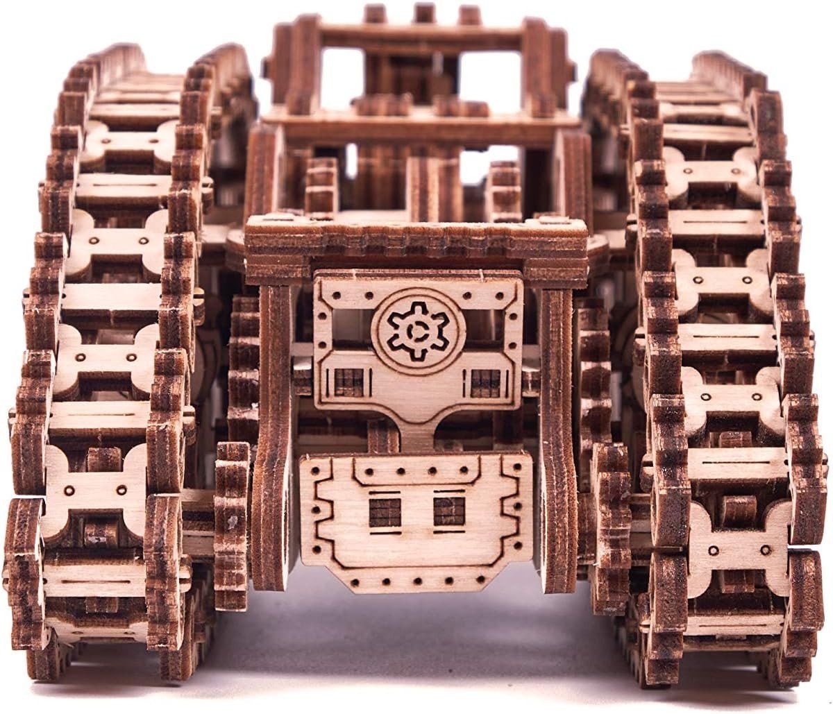 3D Wooden Steam Tank Puzzle Mechanical Model Kit Spring Powered 381PCS - Kwikley