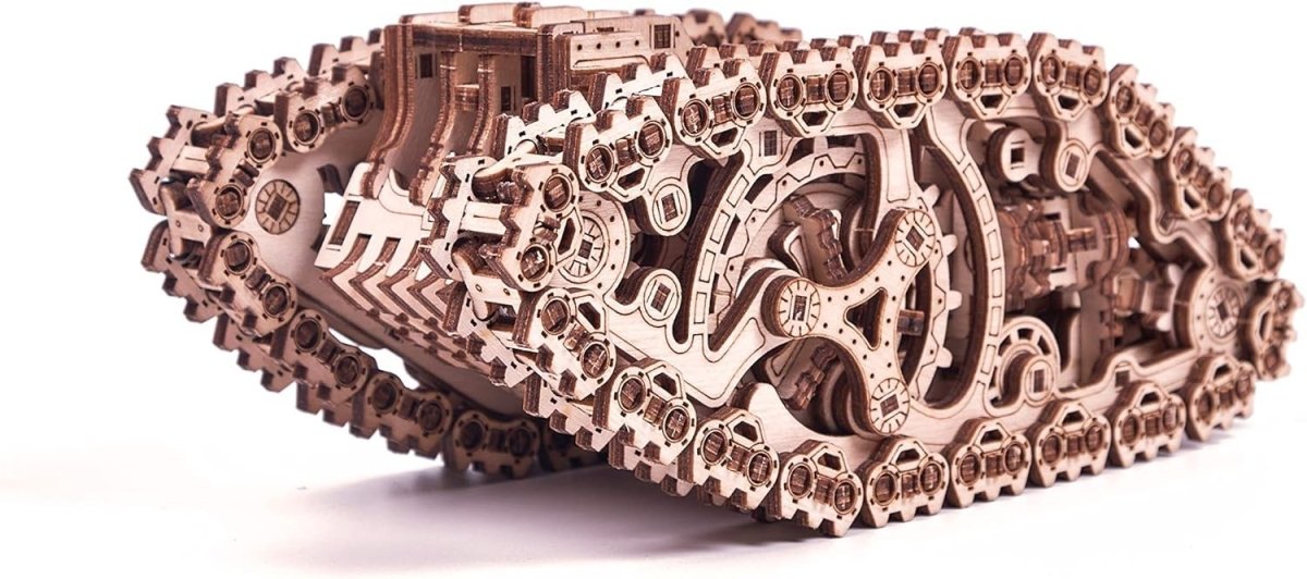 3D Wooden Steam Tank Puzzle Mechanical Model Kit Spring Powered 381PCS - Kwikley