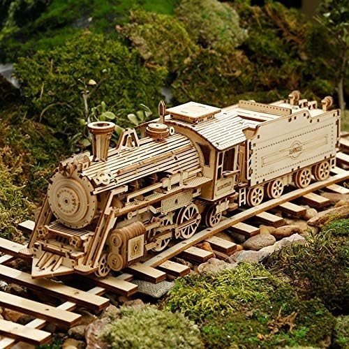 3D Wooden Steam Train Model Kit 308 Piece DIY Locomotive Puzzle Gift - Kwikley