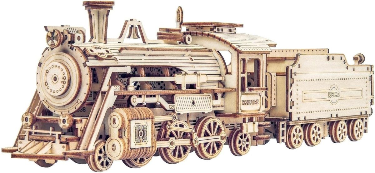 3D Wooden Steam Train Model Kit 308 Piece DIY Locomotive Puzzle Gift - Kwikley