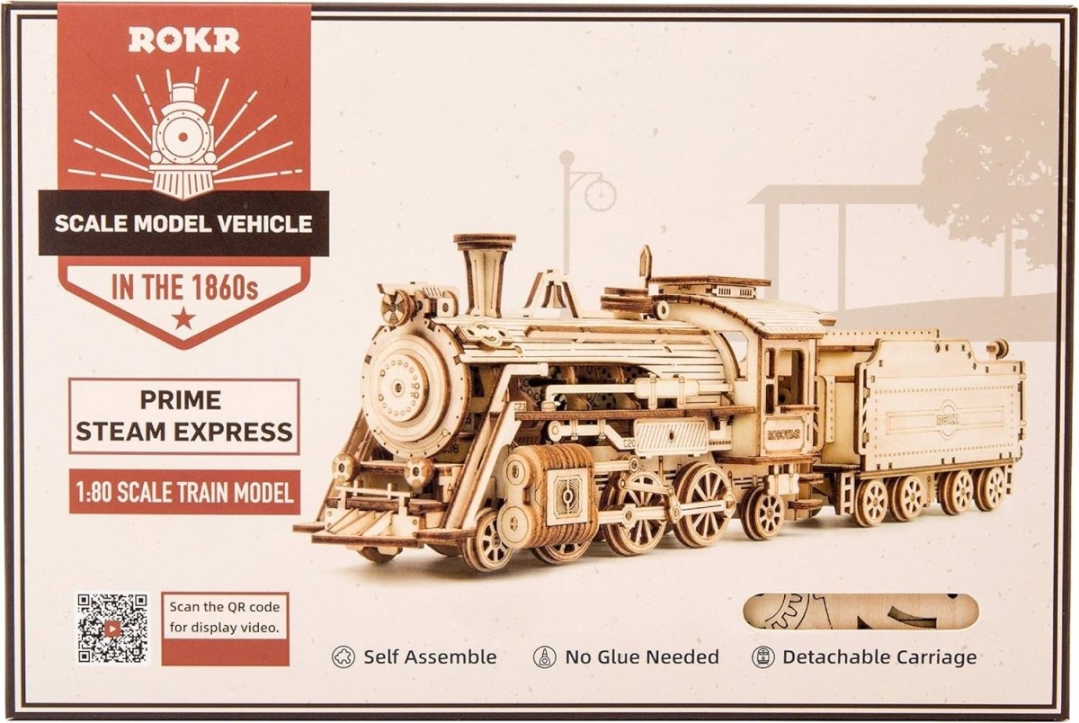 3D Wooden Steam Train Model Kit 308 Piece DIY Locomotive Puzzle Gift - Kwikley