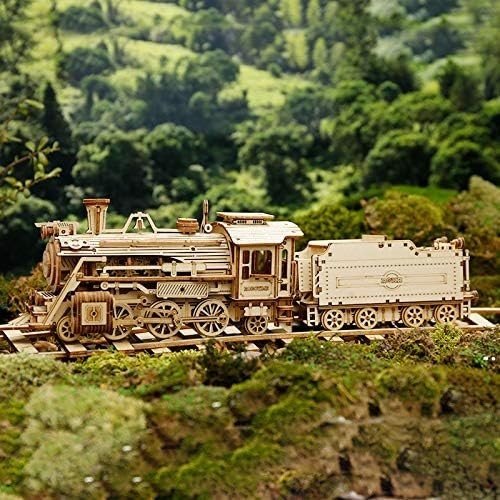 3D Wooden Steam Train Model Kit 308 Piece DIY Locomotive Puzzle Gift - Kwikley