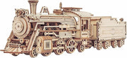 3D Wooden Steam Train Model Kit Mechanical Puzzle DIY Locomotive Build - Kwikley