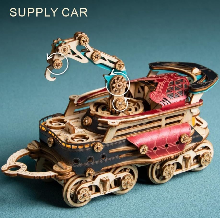 3D Wooden Steam Train Puzzle Motorized DIY Model Kit 800+ PCS Adult Build - Kwikley