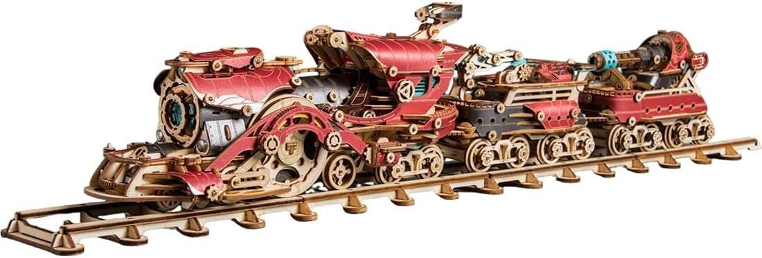 3D Wooden Steam Train Puzzle Motorized DIY Model Kit 800+ PCS Adult Build - Kwikley