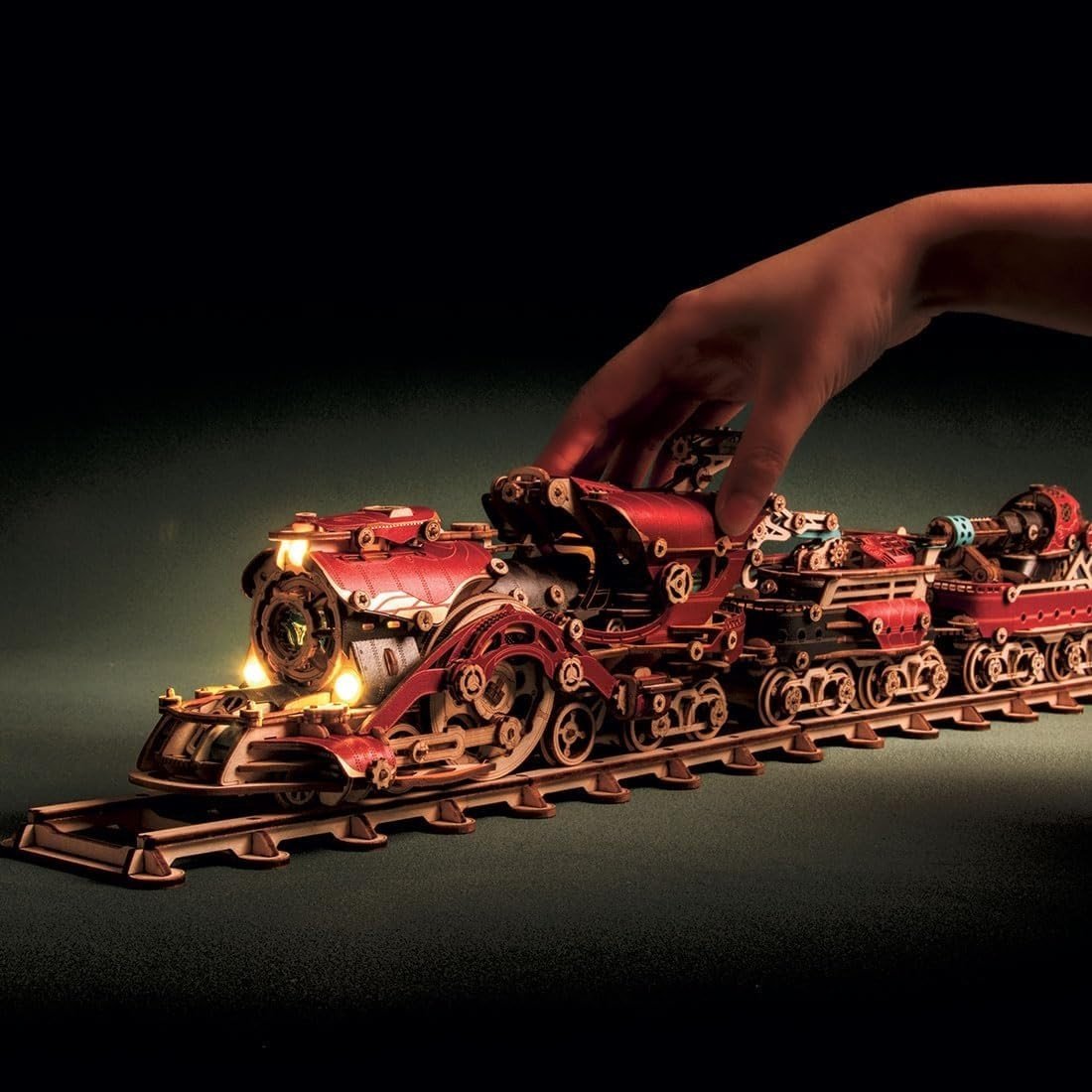 3D Wooden Steam Train Puzzle Motorized DIY Model Kit 800+ PCS Adult Build - Kwikley