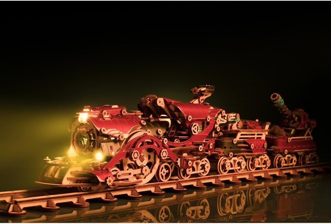 3D Wooden Steam Train Puzzle Motorized DIY Model Kit 800+ PCS Adult Build - Kwikley