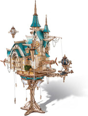 3D Wooden Steampunk Castle Puzzle DIY LED Gear Model Kit Decor Gift - Kwikley