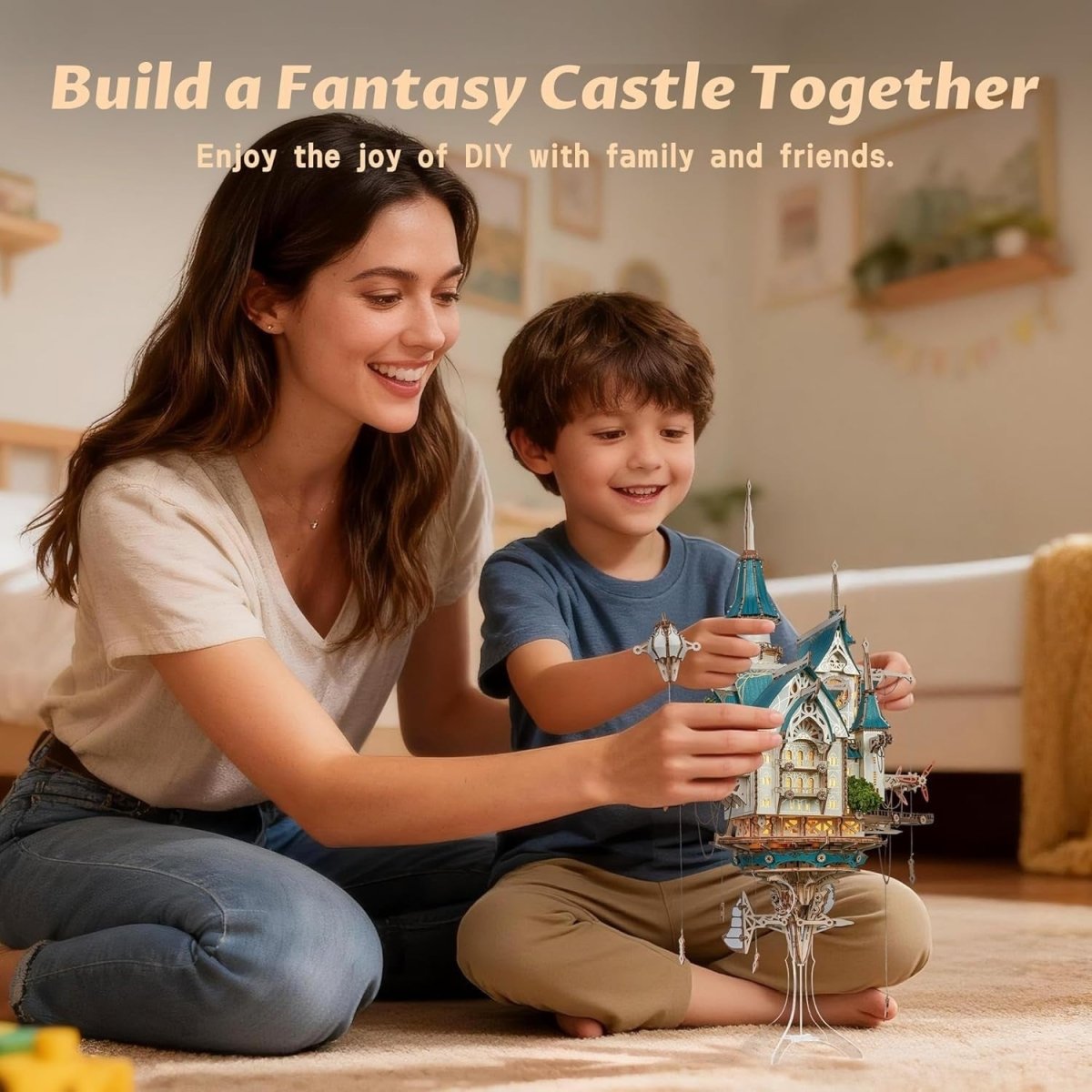 3D Wooden Steampunk Castle Puzzle DIY LED Gear Model Kit Decor Gift - Kwikley