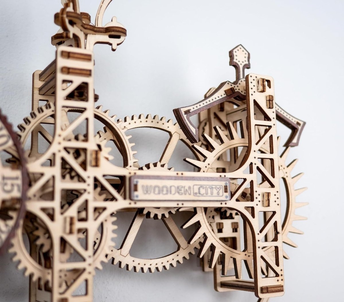3D Wooden Steampunk Wall Clock Puzzle DIY Mechanical Gear Kit 257PCS - Kwikley