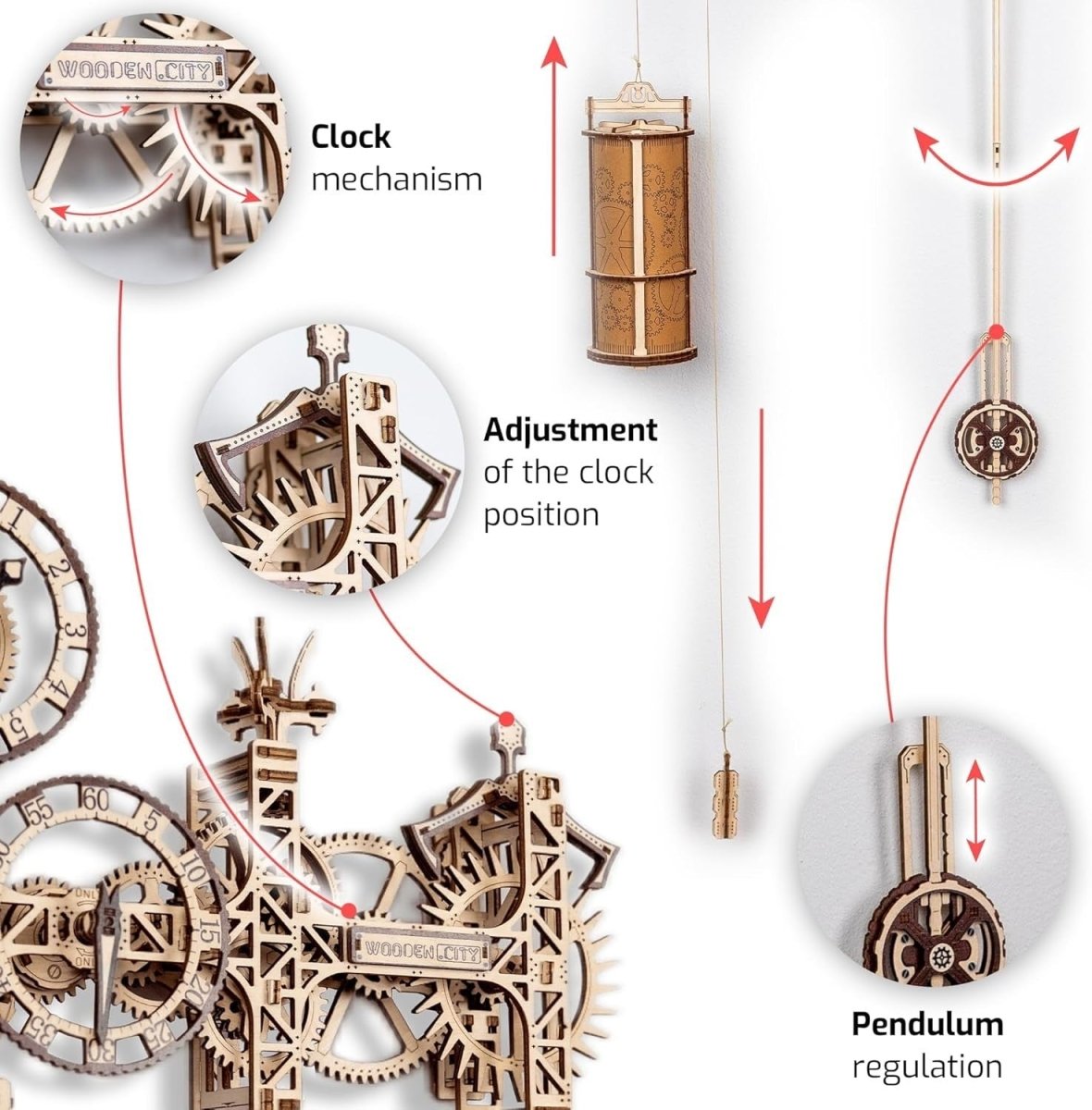 3D Wooden Steampunk Wall Clock Puzzle DIY Mechanical Gear Kit 257PCS - Kwikley