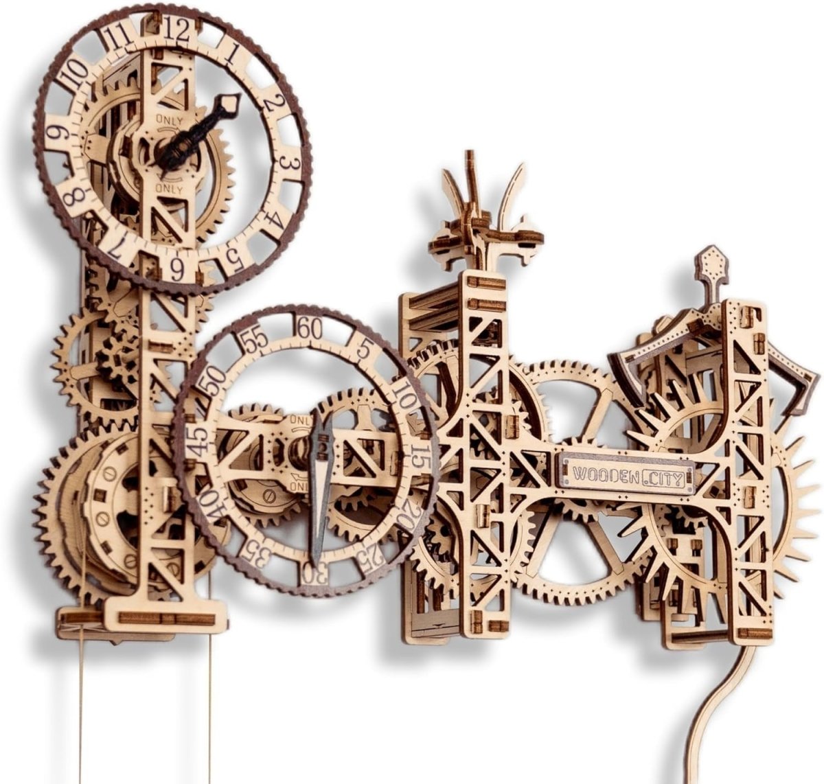 3D Wooden Steampunk Wall Clock Puzzle DIY Mechanical Gear Kit 257PCS - Kwikley