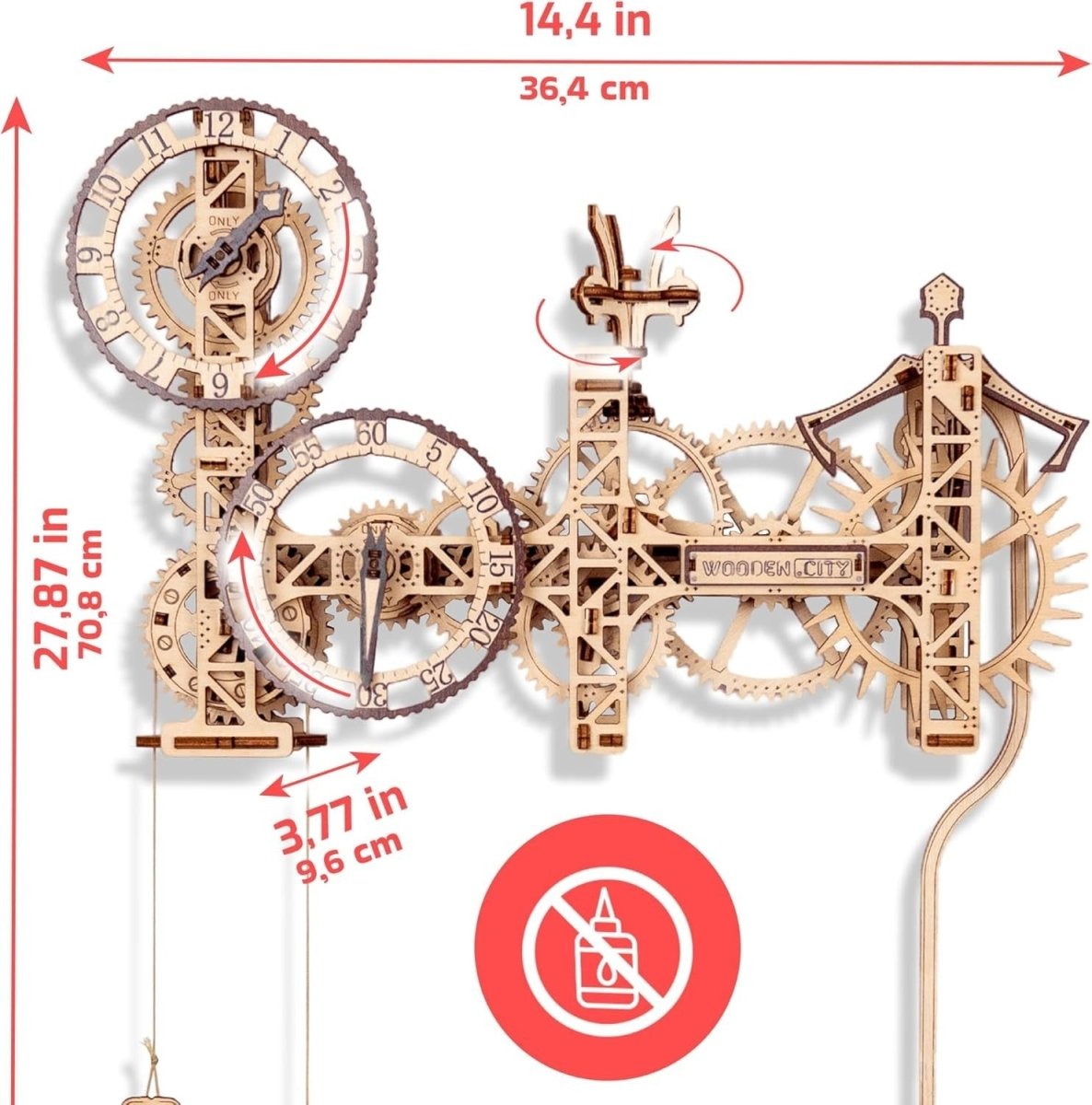 3D Wooden Steampunk Wall Clock Puzzle DIY Mechanical Gear Kit 257PCS - Kwikley