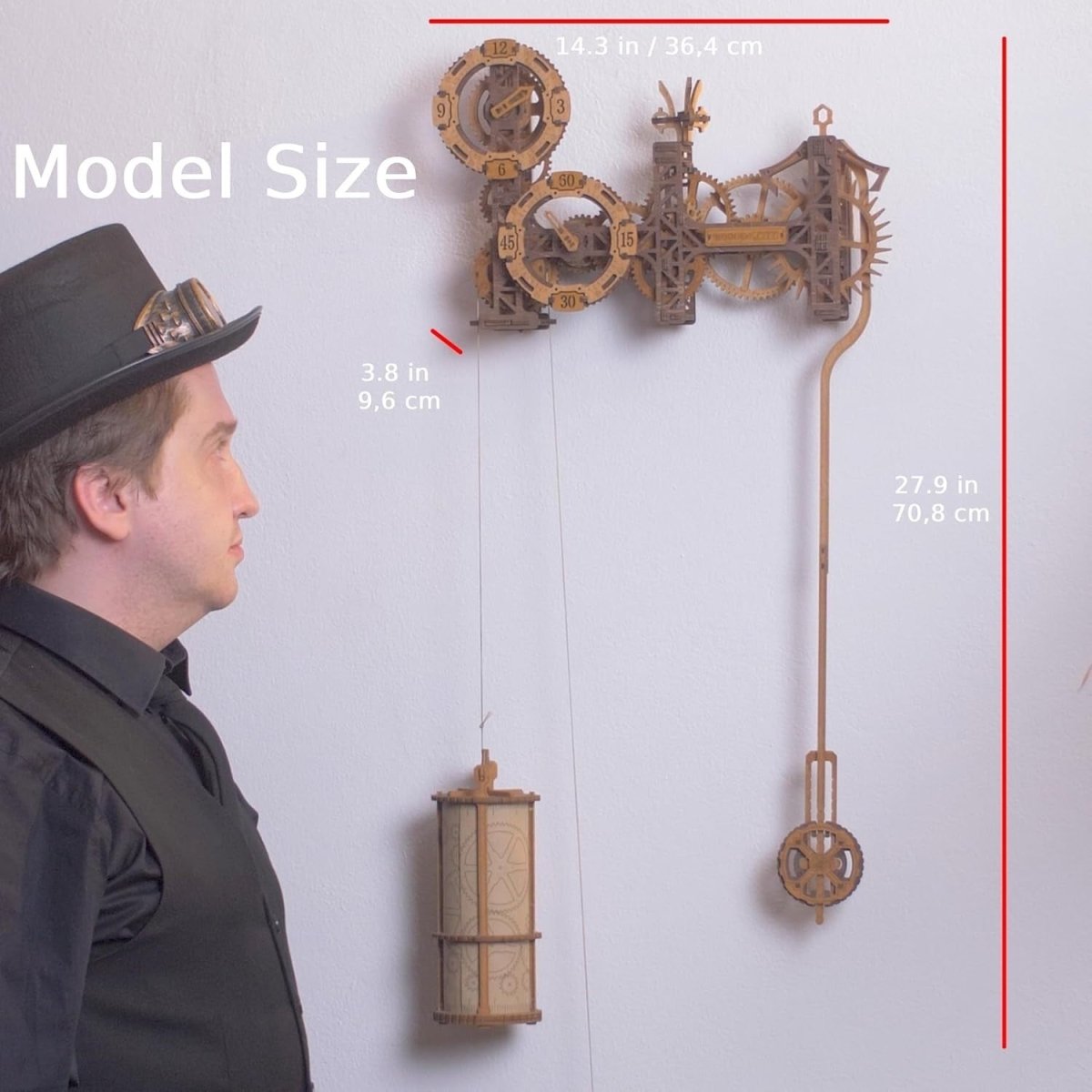 3D Wooden Steampunk Wall Clock Puzzle Working Gear Model 288PCS DIY - Kwikley