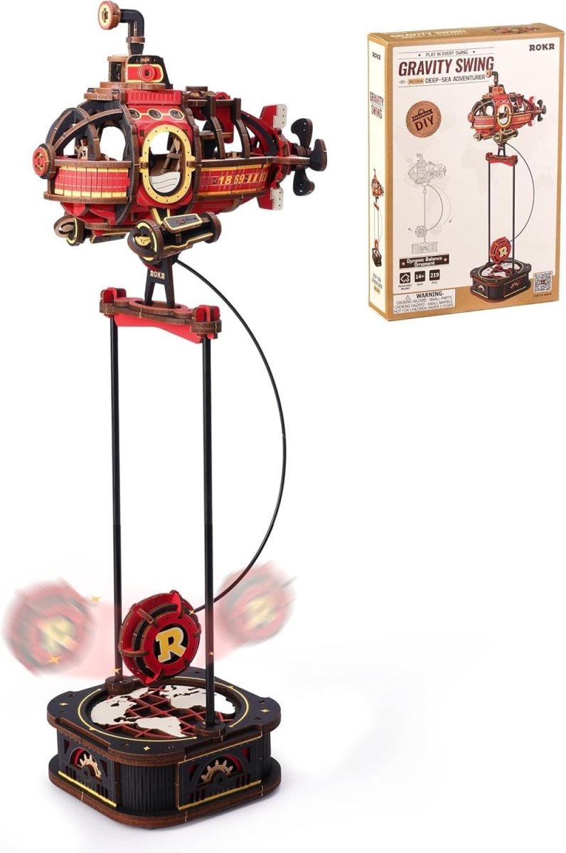 3D Wooden Submarine Puzzle Gravity Swing Model Dynamic Balance Decor - Kwikley