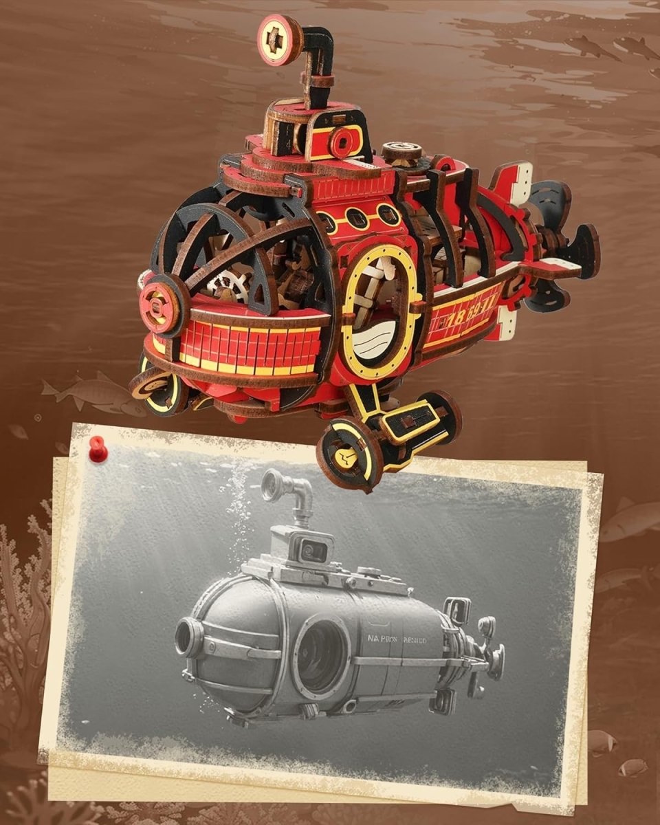 3D Wooden Submarine Puzzle Gravity Swing Model Dynamic Balance Decor - Kwikley