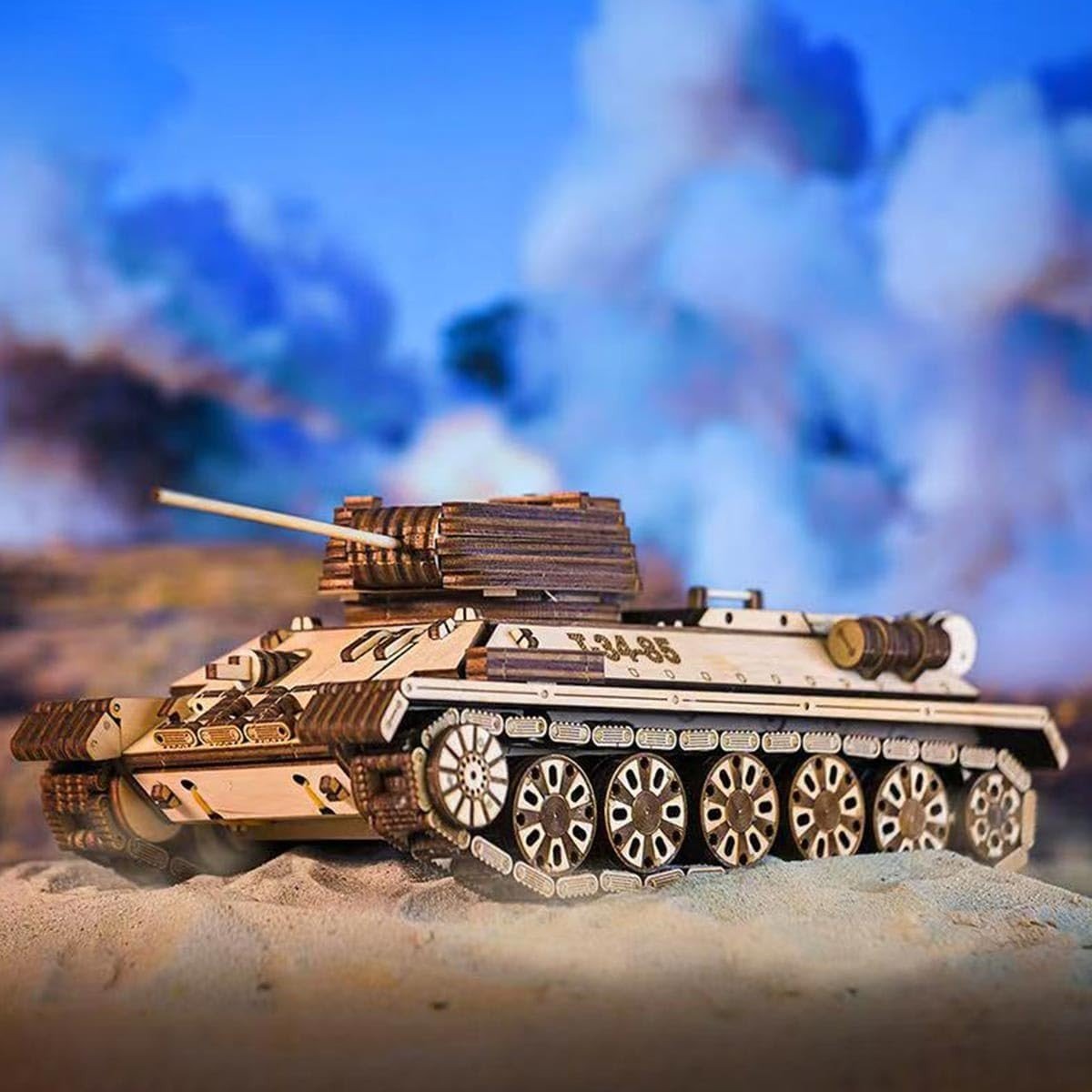 3D Wooden Tank Puzzle Mechanical Military Model Kit DIY Build 965PCS - Kwikley
