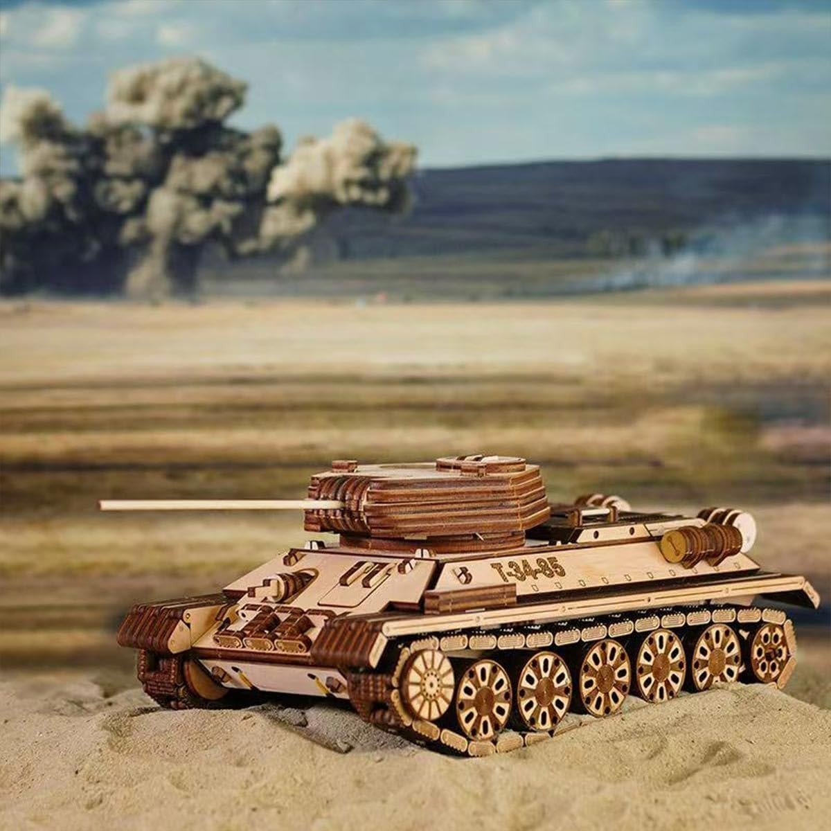 3D Wooden Tank Puzzle Mechanical Military Model Kit DIY Build 965PCS - Kwikley