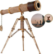 3D Wooden Telescope Puzzle DIY Model Kit Monocular Tripod STEM Gift - Kwikley